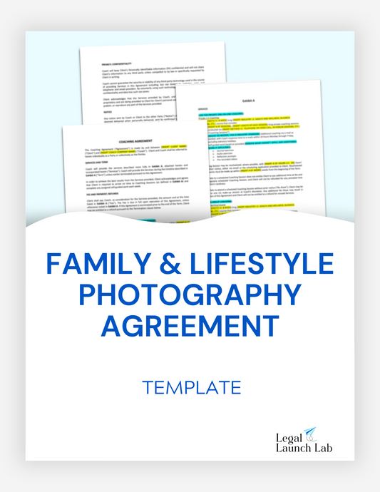 Family and Lifestyle Photography Agreement Template
